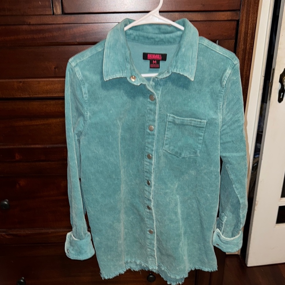 Rock & Roll Cowgirl Teal Corduroy Jacket